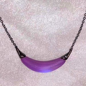 Alexis Bittar Capped Crescent Lucite Necklace Iridescent Blue Purple Rare